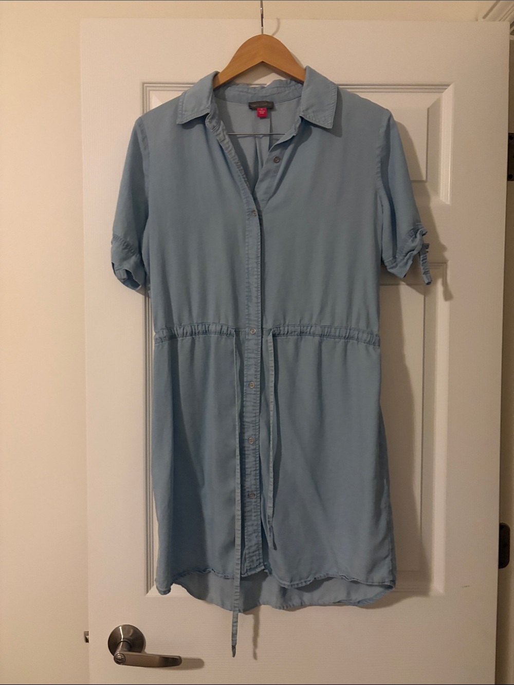 Vince Camuto Light Blue Shirt-Style Mini Dress